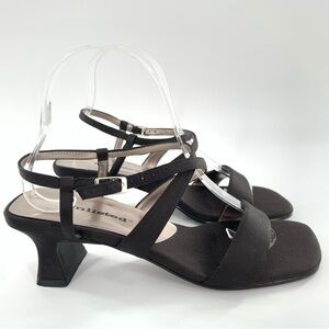 Unlisted heels size 7 37.5 Material World black satin vintage strapy 90s y2k
